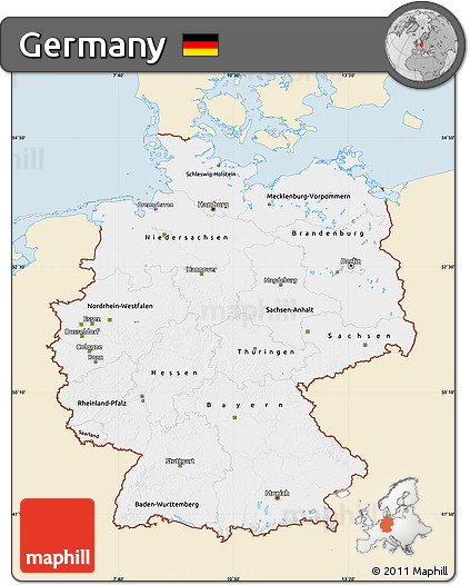 Classic Style Map of Germany, single color outside