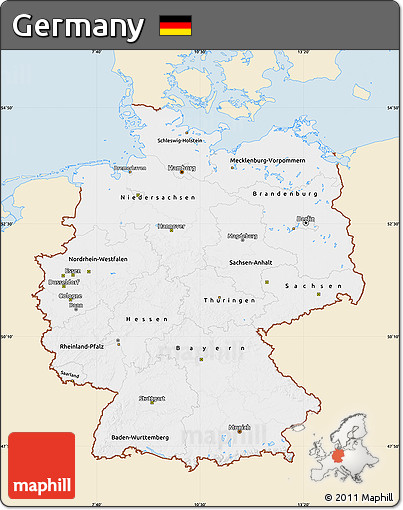 Classic Style Map of Germany, single color outside