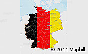 Flag Map of Germany, single color outside, shaded relief sea, flag aligned to the middle
