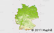 Physical Map of Germany, cropped outside