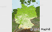 Physical Map of Germany, darken, land only