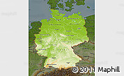 Physical Map of Germany, darken