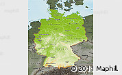 Physical Map of Germany, darken, semi-desaturated, land only