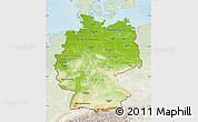 Physical Map of Germany, lighten, land only