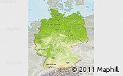 Physical Map of Germany, lighten, semi-desaturated, land only