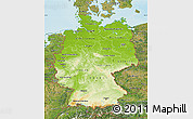 Physical Map of Germany, satellite outside, shaded relief sea