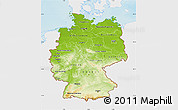 Physical Map of Germany, single color outside