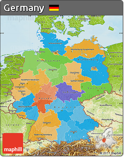 Political Map of Germany, physical outside