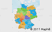 Political Map of Germany, single color outside, shaded relief sea