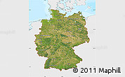 Satellite Map of Germany, single color outside, bathymetry sea