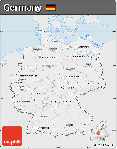 Silver Style Map of Germany, single color outside