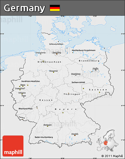 Silver Style Map of Germany, single color outside