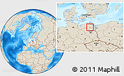 Shaded Relief Location Map of Neubrandenburg