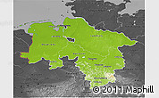 Physical 3D Map of Niedersachsen, darken, desaturated