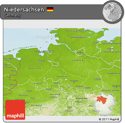 Physical 3D Map of Niedersachsen