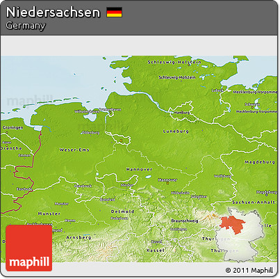 Physical 3D Map of Niedersachsen