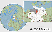 Savanna Style Location Map of Wolfsburg, highlighted country, highlighted grandparent region, hill shading