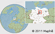 Savanna Style Location Map of Wolfsburg, highlighted country, highlighted parent region, hill shading