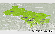 Physical Panoramic Map of Hannover, lighten, semi-desaturated