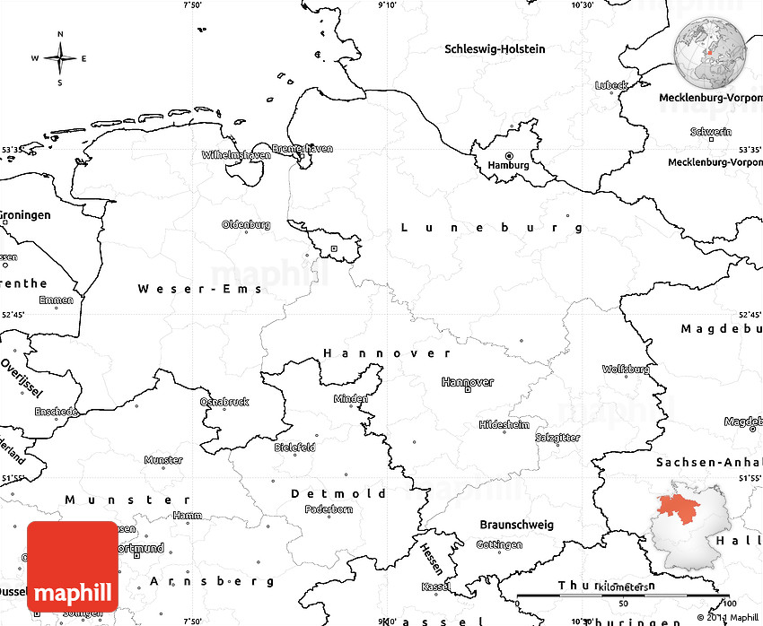 Blank Simple Map of Niedersachsen