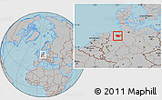 Gray Location Map of Oldenburg, hill shading