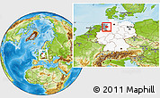 Physical Location Map of Oldenburg, highlighted country, highlighted parent region, within the entire country