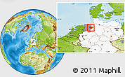 Physical Location Map of Oldenburg, highlighted country, highlighted parent region