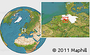 Satellite Location Map of Osnabrück, highlighted grandparent region