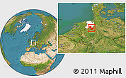 Satellite Location Map of Osnabrück, highlighted parent region