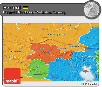 Political 3D Map of Herford