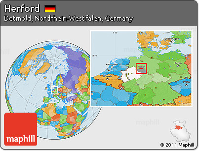 Political Location Map of Herford, highlighted parent region, highlighted grandparent region