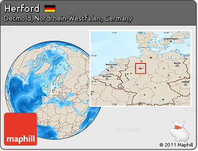 Shaded Relief Location Map of Herford