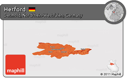 Political Panoramic Map of Herford, cropped outside