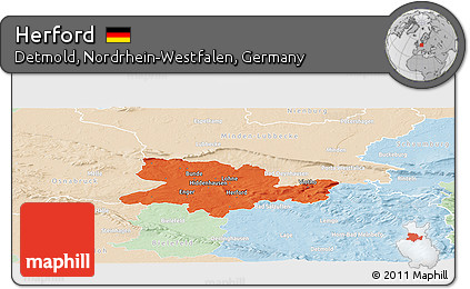 Political Panoramic Map of Herford, lighten