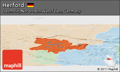 Political Panoramic Map of Herford, lighten