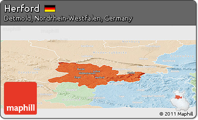 Political Panoramic Map of Herford, lighten