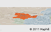 Political Panoramic Map of Herford, lighten, semi-desaturated