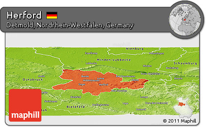 Political Panoramic Map of Herford, physical outside