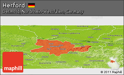 Political Panoramic Map of Herford, physical outside