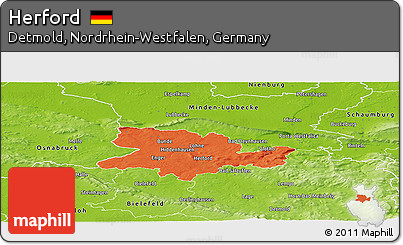Political Panoramic Map of Herford, physical outside