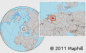 Gray Location Map of Düsseldorf, within the entire country