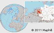 Gray Location Map of Düsseldorf, highlighted country