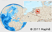 Shaded Relief Location Map of Düsseldorf