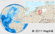 Shaded Relief Location Map of Aachen, highlighted grandparent region