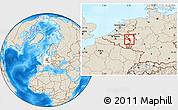 Shaded Relief Location Map of Aachen, highlighted parent region
