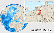 Shaded Relief Location Map of Aachen