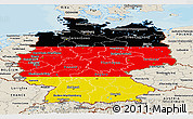 Flag Panoramic Map of Germany, shaded relief outside, bathymetry sea