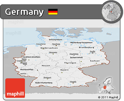 Gray Panoramic Map of Germany, single color outside