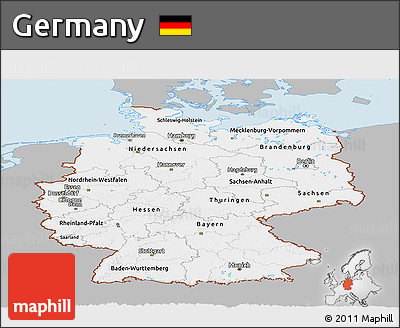 Gray Panoramic Map of Germany, single color outside