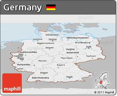 Gray Panoramic Map of Germany, single color outside